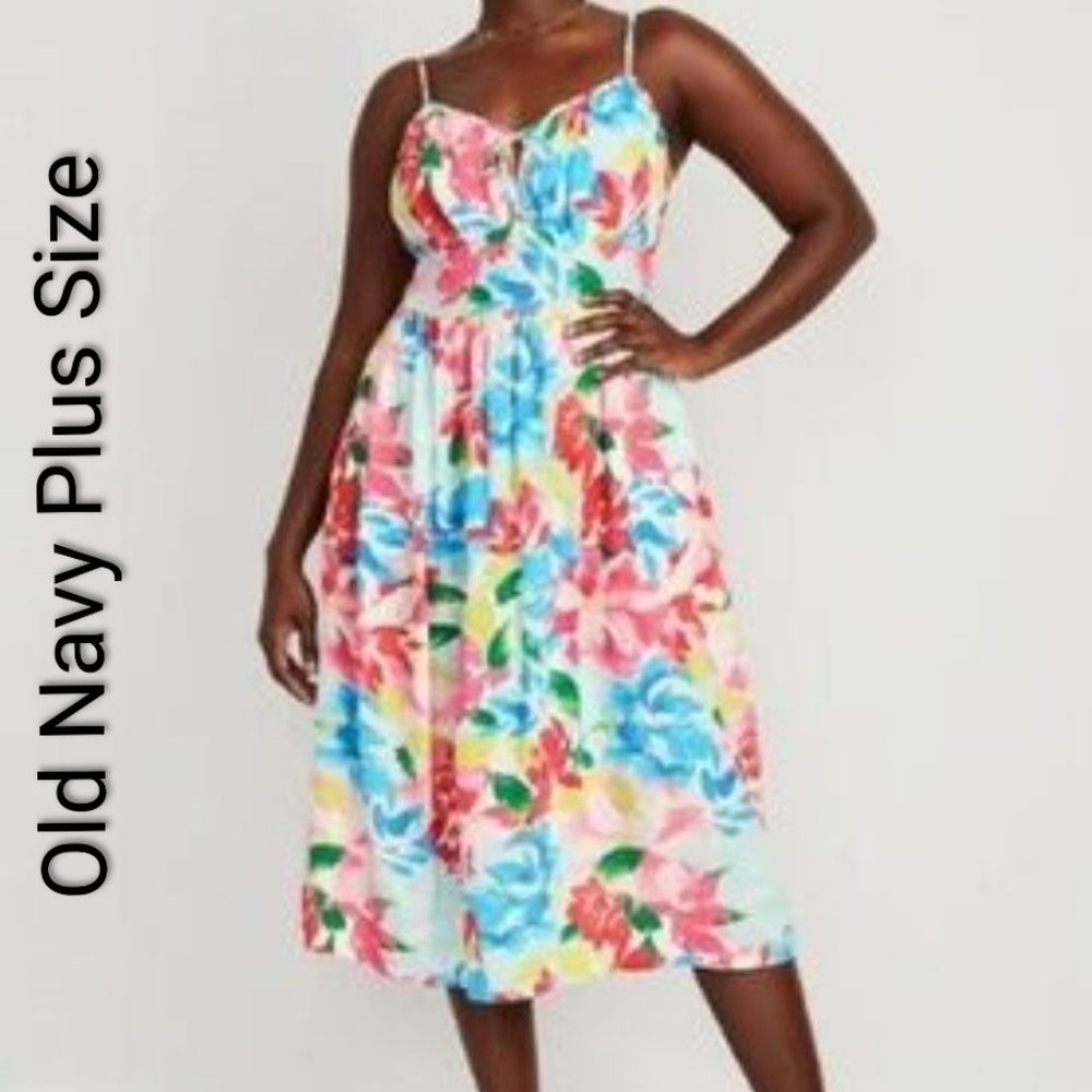 NWT Old Navy Plus Size XXL Floral Midi Dress Lightweight Adjustable Straps
